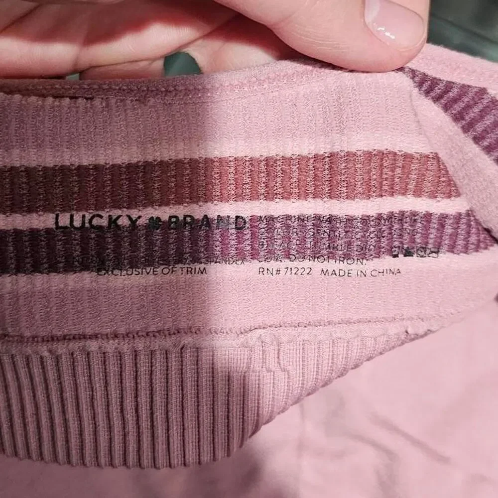 lucky brand pink maroon striped stretchy padded lounge bra - Picture 3 of 3